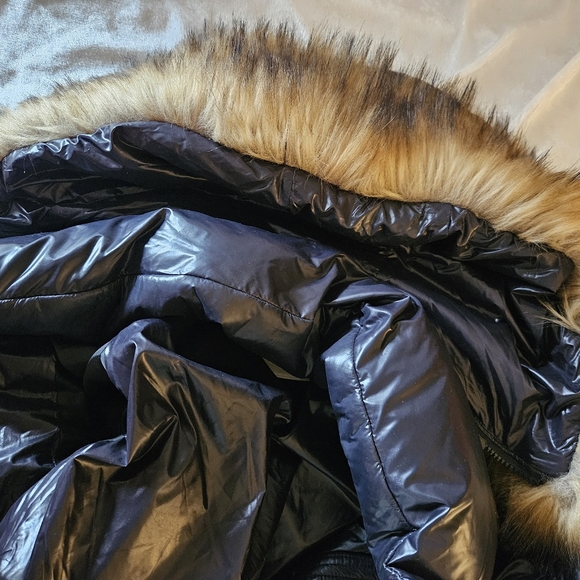 PARKA Sam New York S13 Navy Goose Down Fur Hood Size XS - Picture 7 of 11